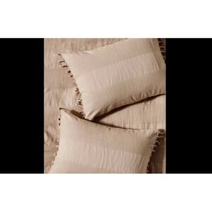 Anthropologie Shams Pillow Standard Linen Stripe Relaxed Blush Set Bedding‎ New
